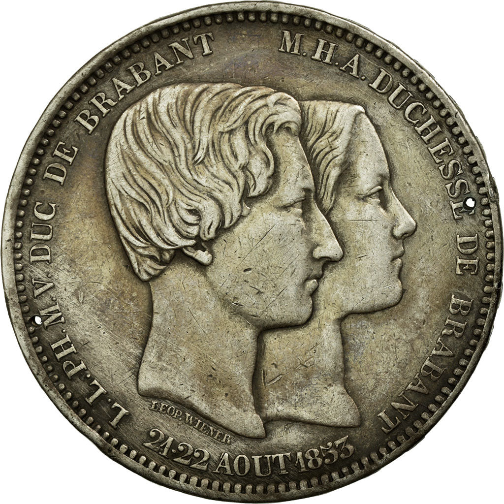 Belgium, Leopold I, 5 Francs, 1853, Silver, EF(40-45), KM:2.1