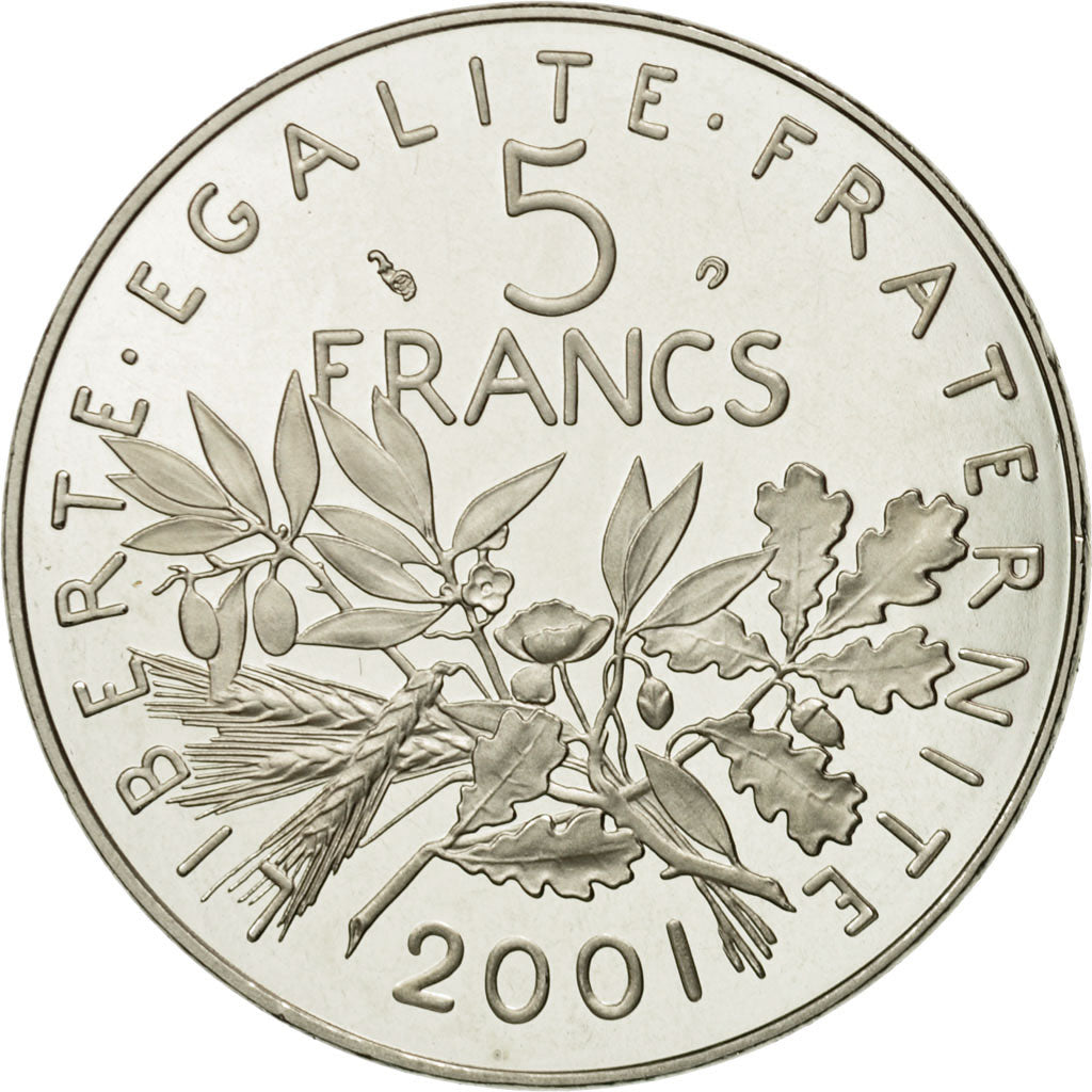 Moneta, Francia, Semeuse, 5 Francs, 2001, Paris, FDC, Nichel placcato