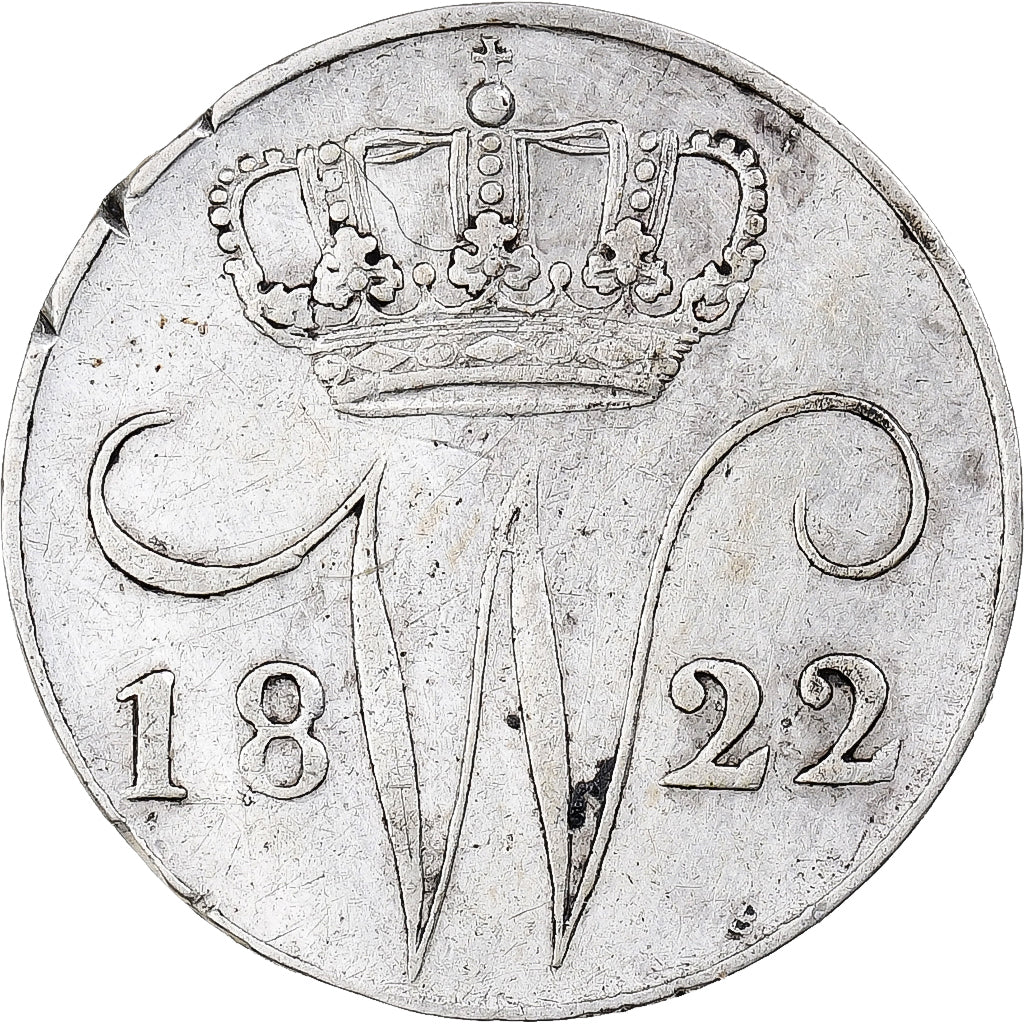 Netherlands, Wilhelm I, 5 Cents, 1822, Utrecht, Silver, EF(40-45), KM:52