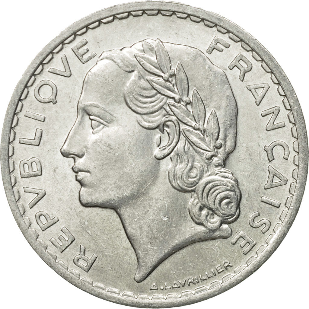 Coin, France, Lavrillier, 5 Francs, 1949, Paris, AU(50-53), Aluminum, KM:888b.1
