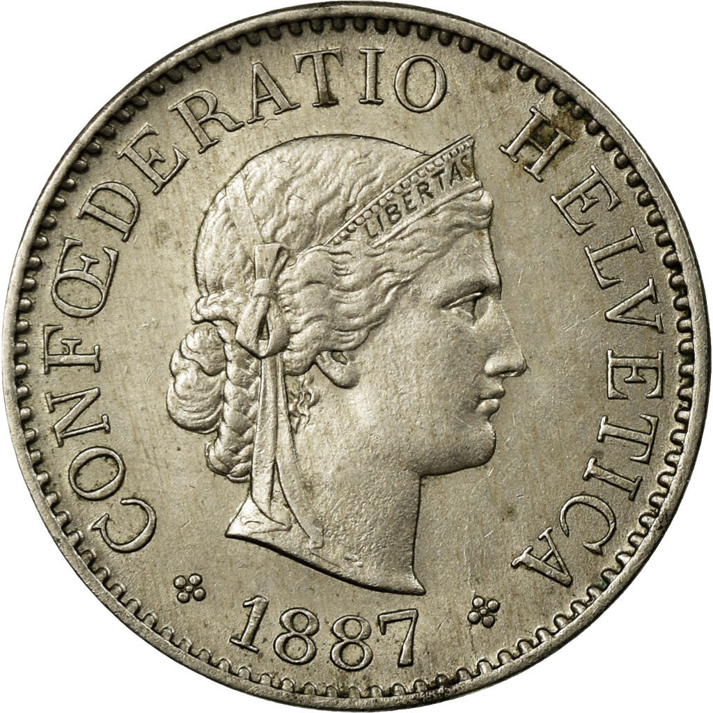 Coin, Switzerland, 5 Rappen, 1887, Bern, AU(55-58), Copper-nickel, KM:26
