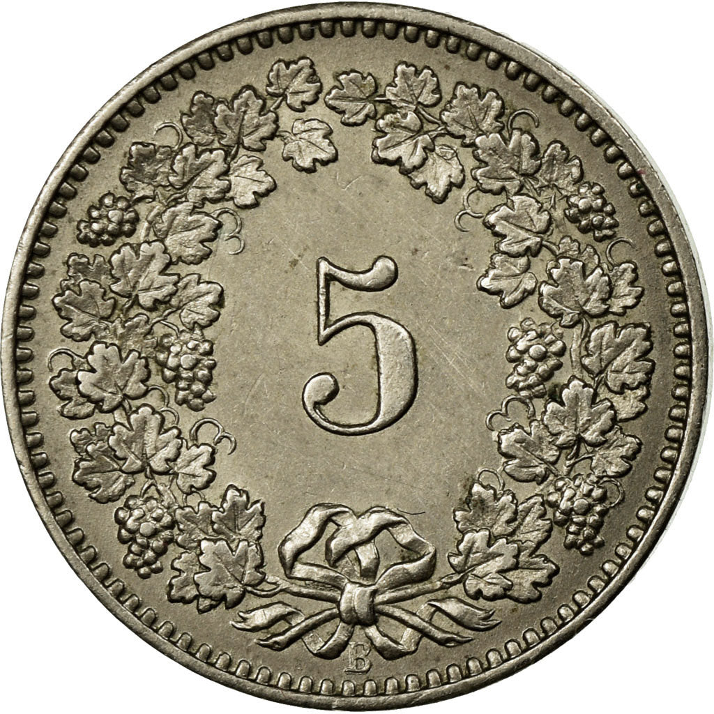 Coin, Switzerland, 5 Rappen, 1887, Bern, AU(55-58), Copper-nickel, KM:26