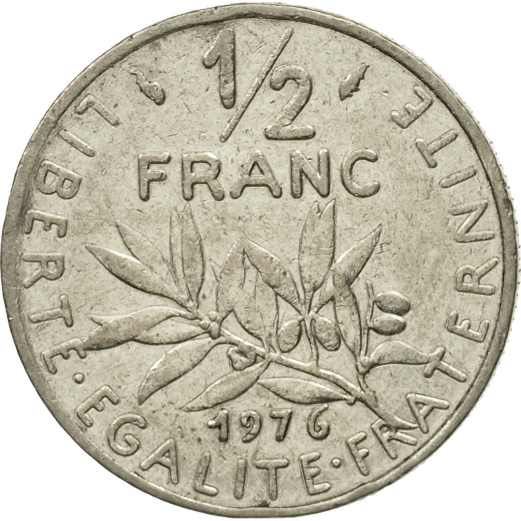 Coin, France, Semeuse, 1/2 Franc, 1976, Paris, AU(50-53), Nickel, KM:931.1