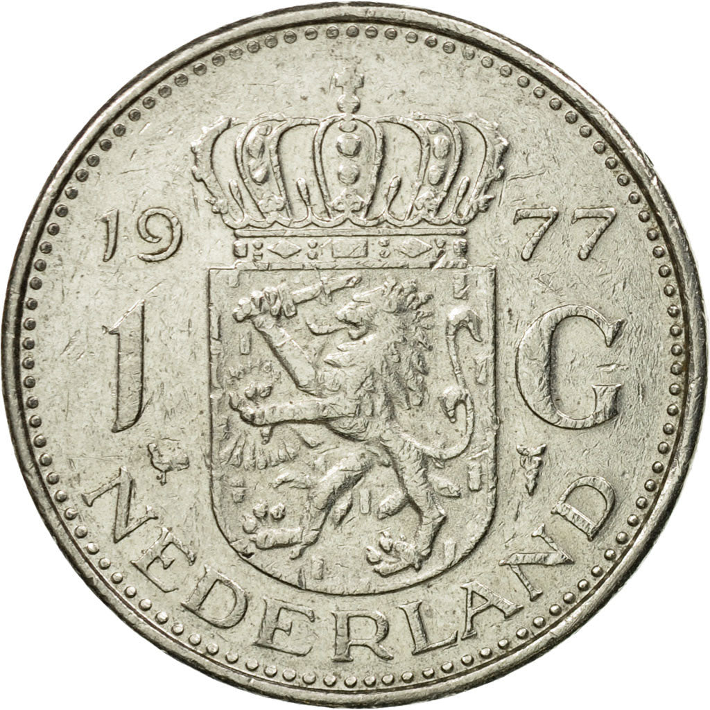 Moneda, Países Bajos, Juliana, Gulden, 1977, BC+, Níquel, KM:184a