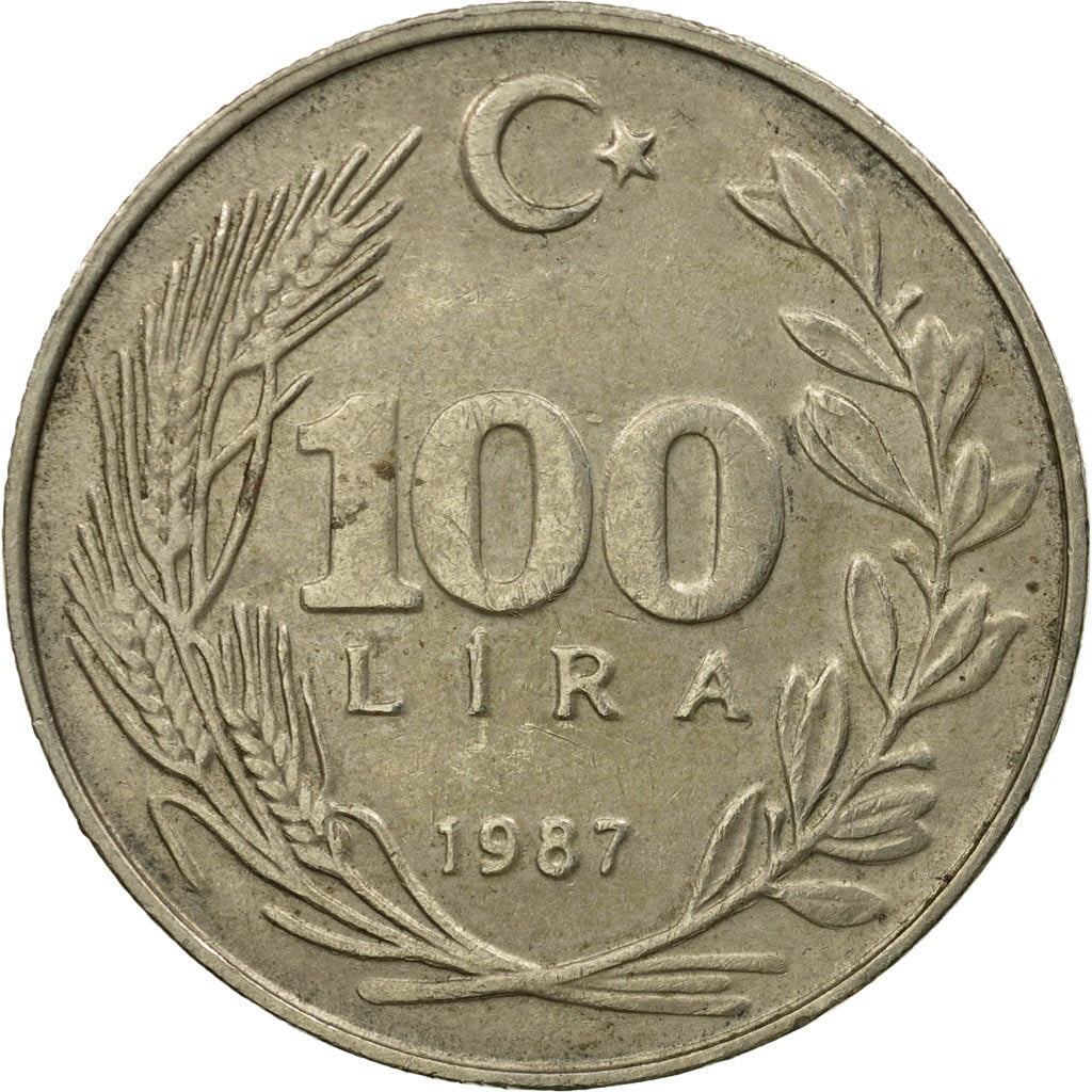 Coin, Turkey, 100 Lira, 1987, EF(40-45), Copper-Nickel-Zinc, KM:967
