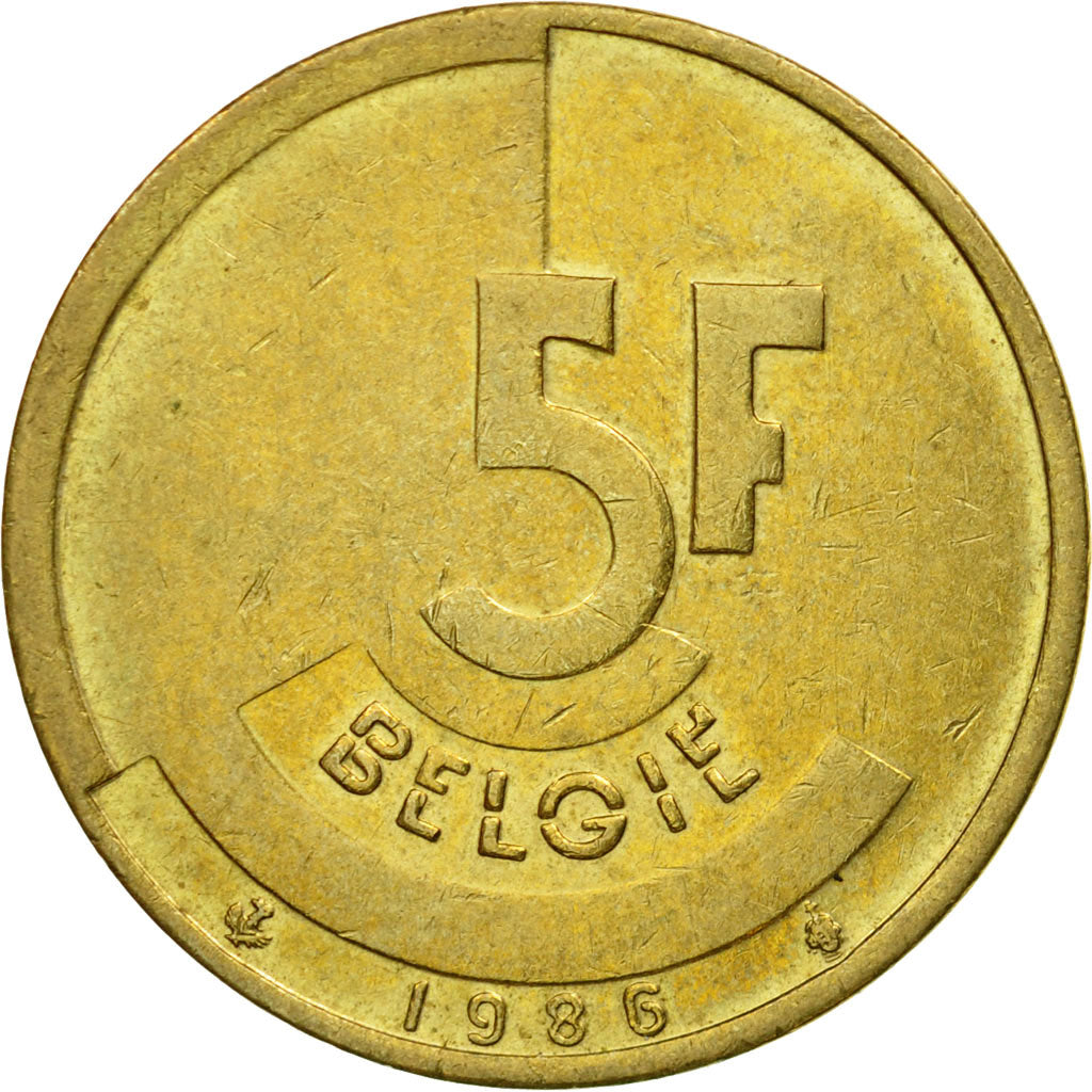 Moneta, Belgio, 5 Francs, 5 Frank, 1986, Brussels, BB, Ottone o