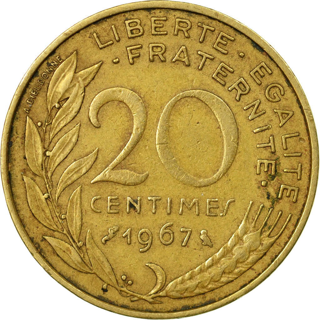Coin, France, Marianne, 20 Centimes, 1967, Paris, EF(40-45), Aluminum-Bronze