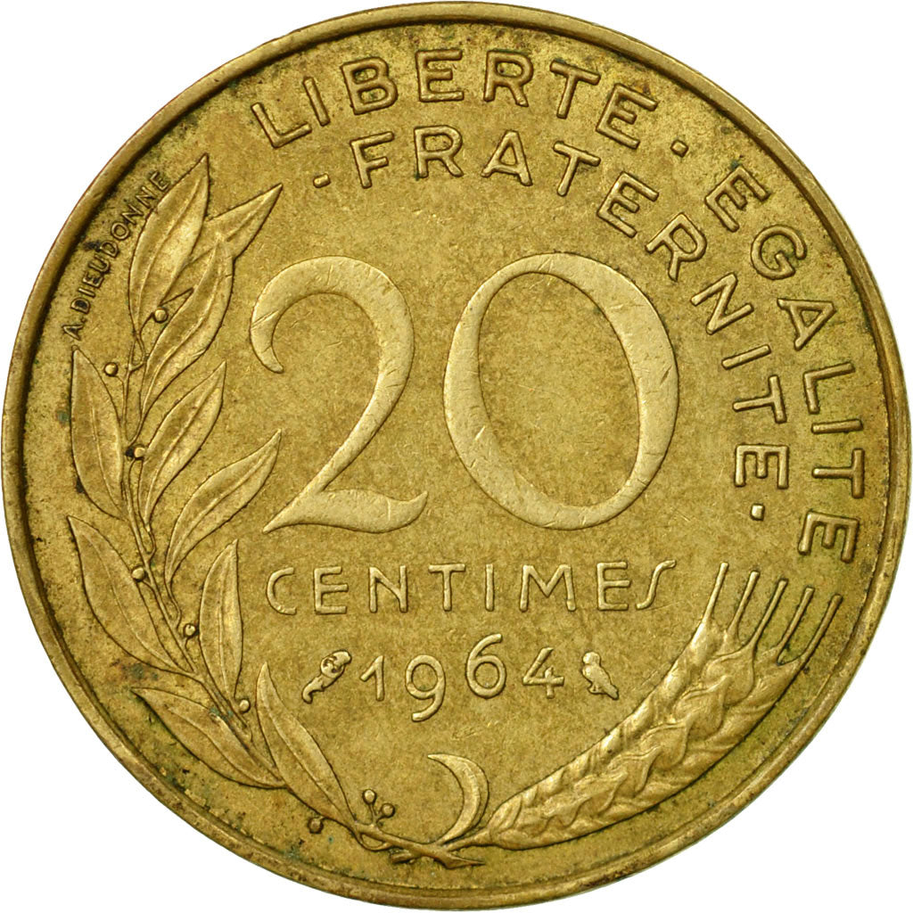 Coin, France, Marianne, 20 Centimes, 1964, Paris, AU(50-53), Aluminum-Bronze