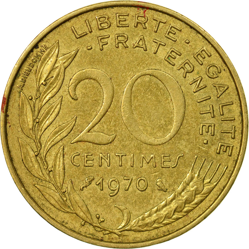 Coin, France, Marianne, 20 Centimes, 1970, Paris, AU(50-53), Aluminum-Bronze