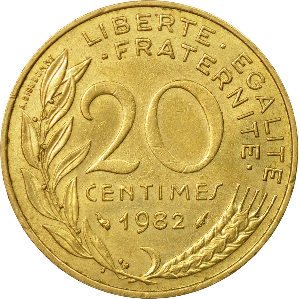 Coin, France, Marianne, 20 Centimes, 1982, Paris, AU(50-53), Aluminum-Bronze
