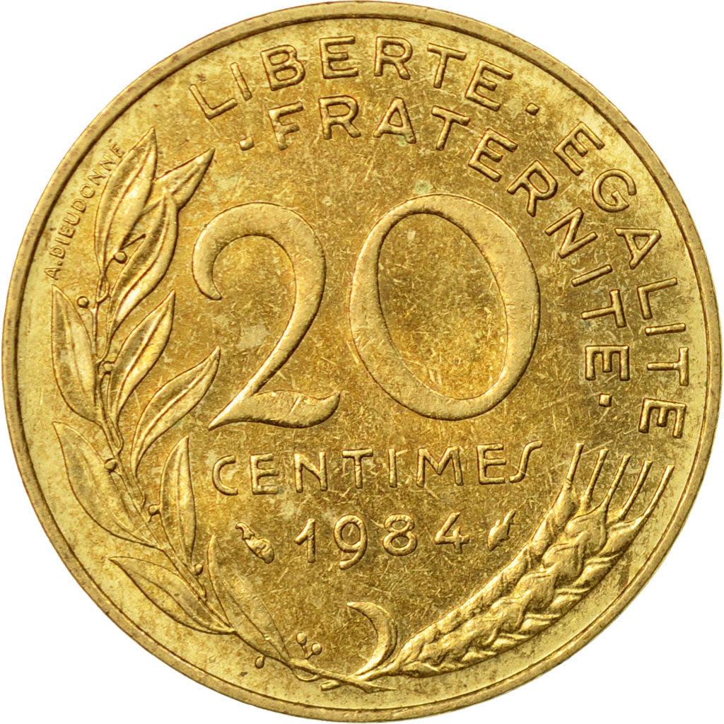 Coin, France, Marianne, 20 Centimes, 1984, Paris, AU(50-53), Aluminum-Bronze