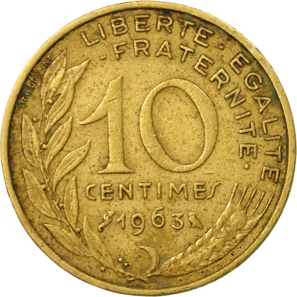 Munten, Frankrijk, Marianne, 10 Centimes, 1963, Paris, ZF, Aluminum-Bronze