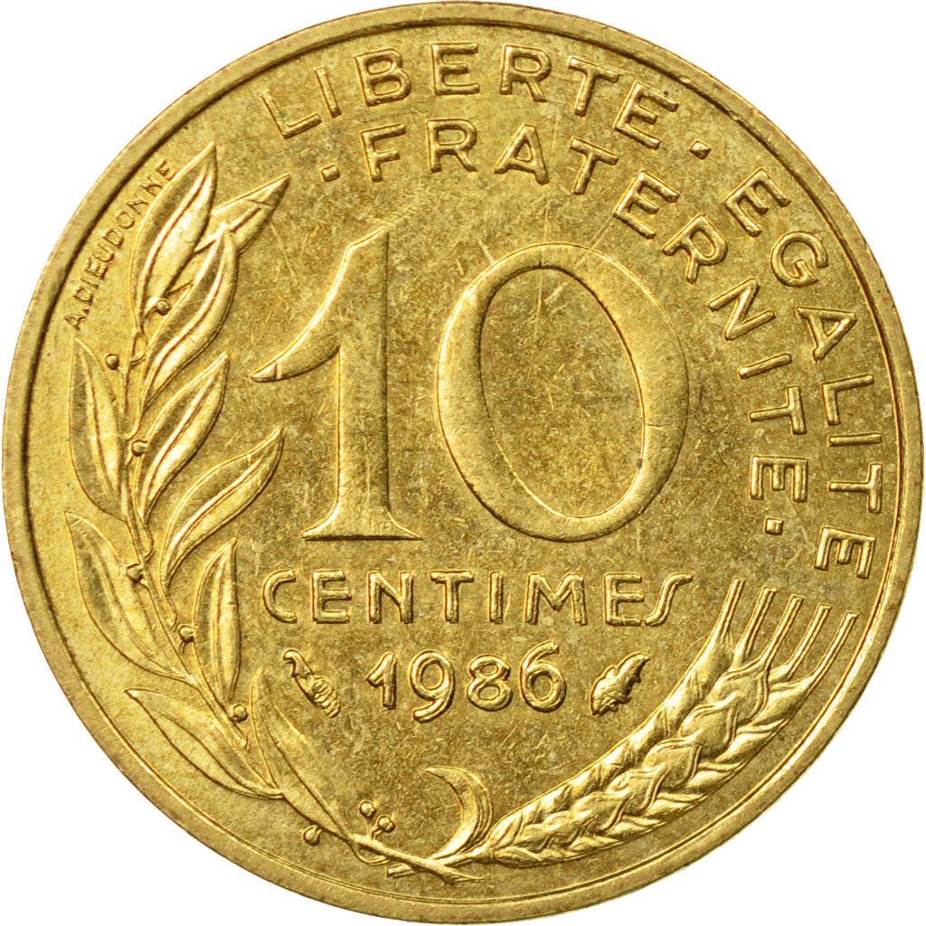 Munten, Frankrijk, Marianne, 10 Centimes, 1986, Paris, ZF+, Aluminum-Bronze