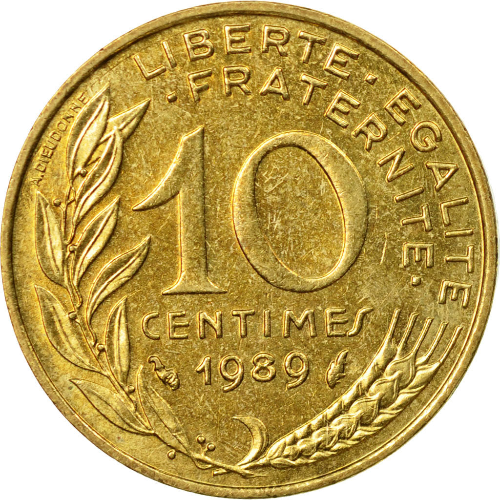 Munten, Frankrijk, Marianne, 10 Centimes, 1989, Paris, ZF+, Aluminum-Bronze