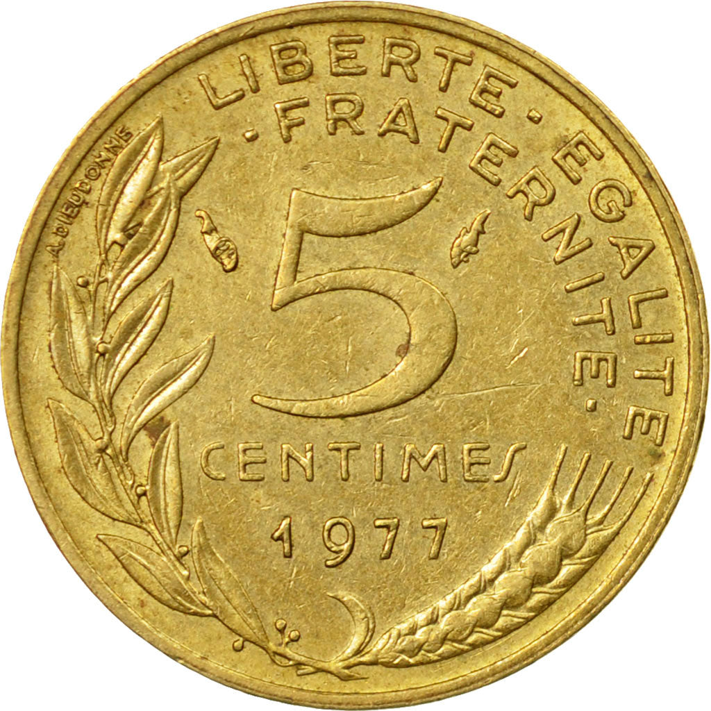 Coin, France, Marianne, 5 Centimes, 1977, Paris, AU(50-53), Aluminum-Bronze