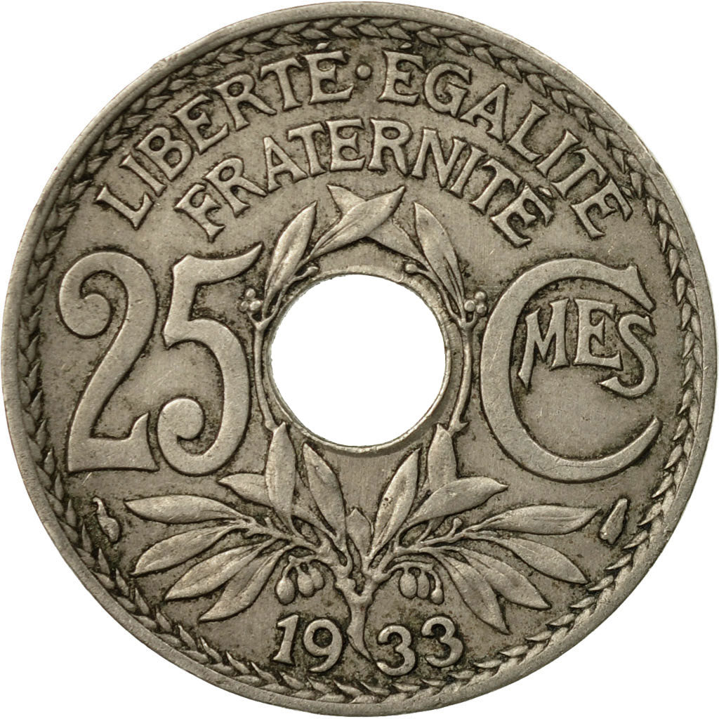 Moneta, Francia, Lindauer, 25 Centimes, 1933, BB, Rame-nichel, KM:867a