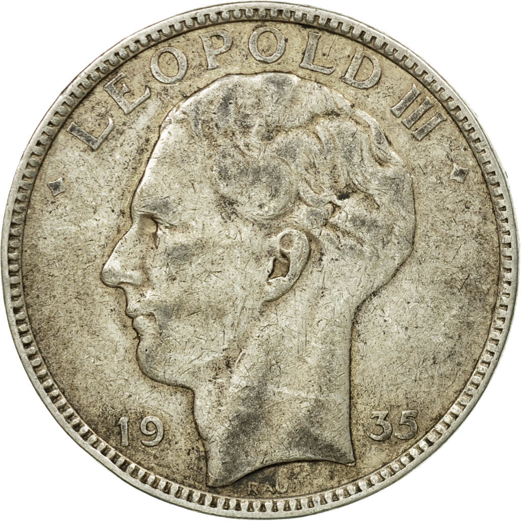 Coin, Belgium, 20 Francs, 20 Frank, 1935, VF(30-35), Silver, KM:105