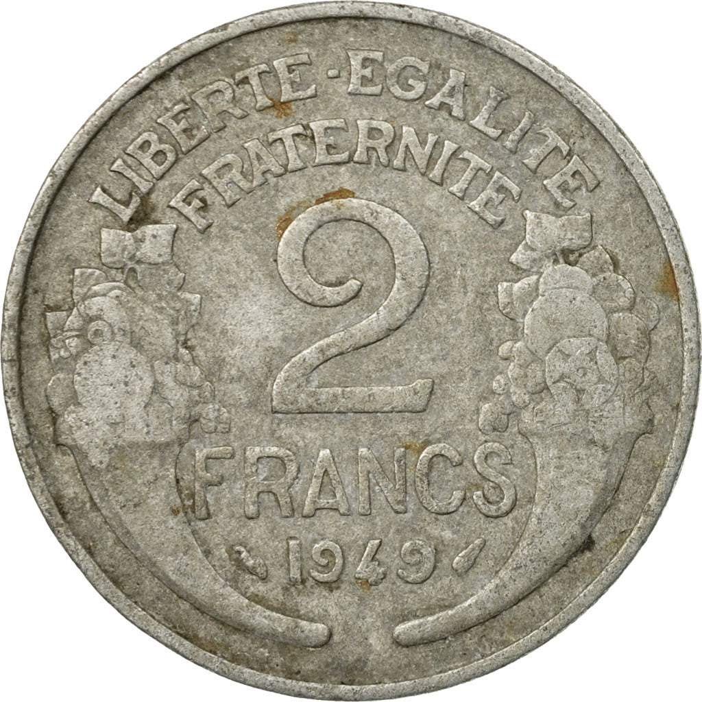 Coin, France, Morlon, 2 Francs, 1949, EF(40-45), Aluminum, KM:886a.1