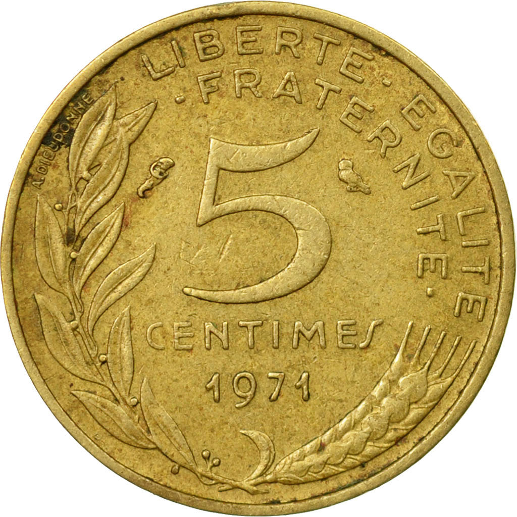 Coin, France, Marianne, 5 Centimes, 1971, Paris, EF(40-45), Aluminum-Bronze