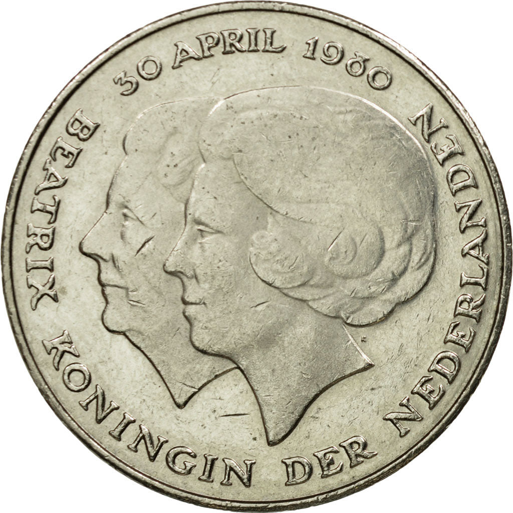 Moneda, Países Bajos, Beatrix, 2-1/2 Gulden, 1980, MBC, Níquel, KM:201