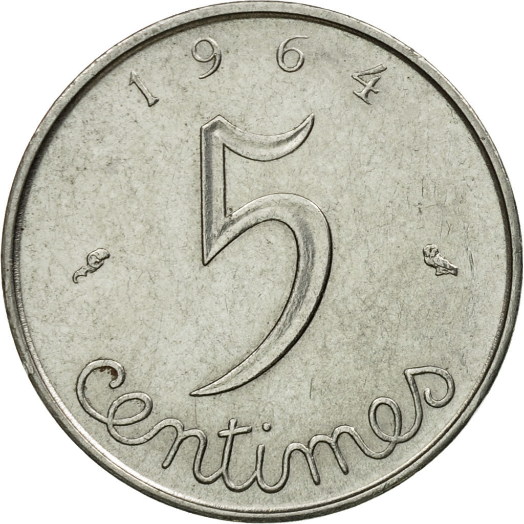 Coin, France, Épi, 5 Centimes, 1964, Paris, EF(40-45), Stainless Steel, KM:927