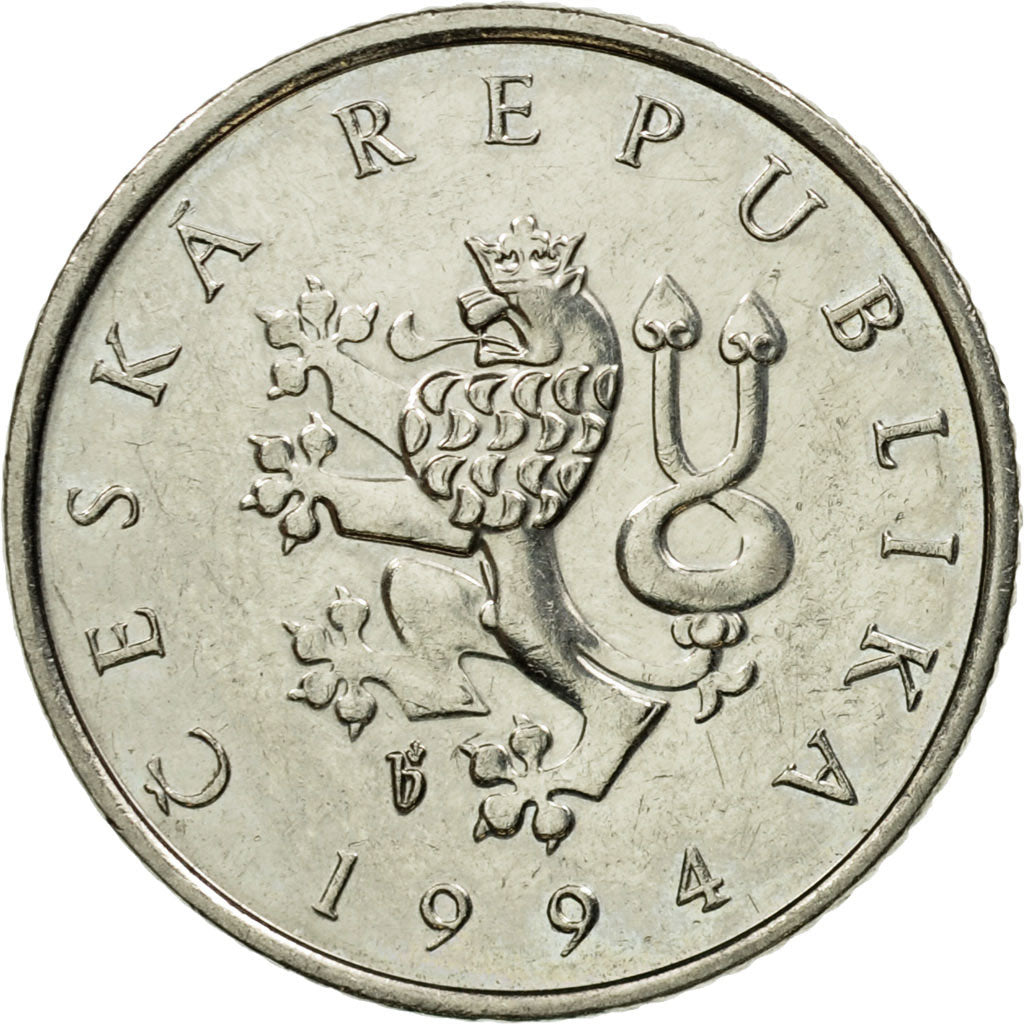 Coin, Czech Republic, Koruna, 1994, EF(40-45), Nickel plated steel, KM:7