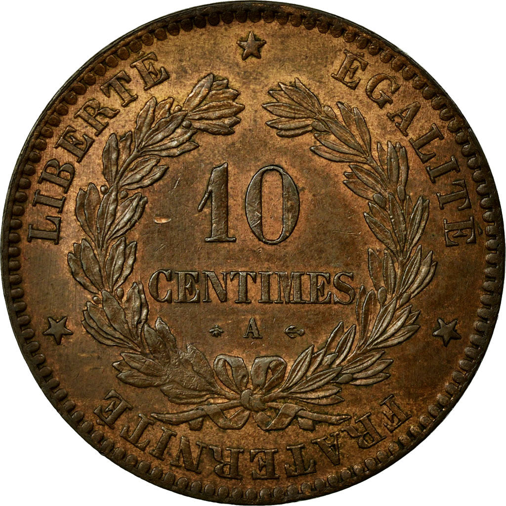 Monnaie, France, Cérès, 10 Centimes, 1871, Paris, SUP+, Bronze, Gadoury:265