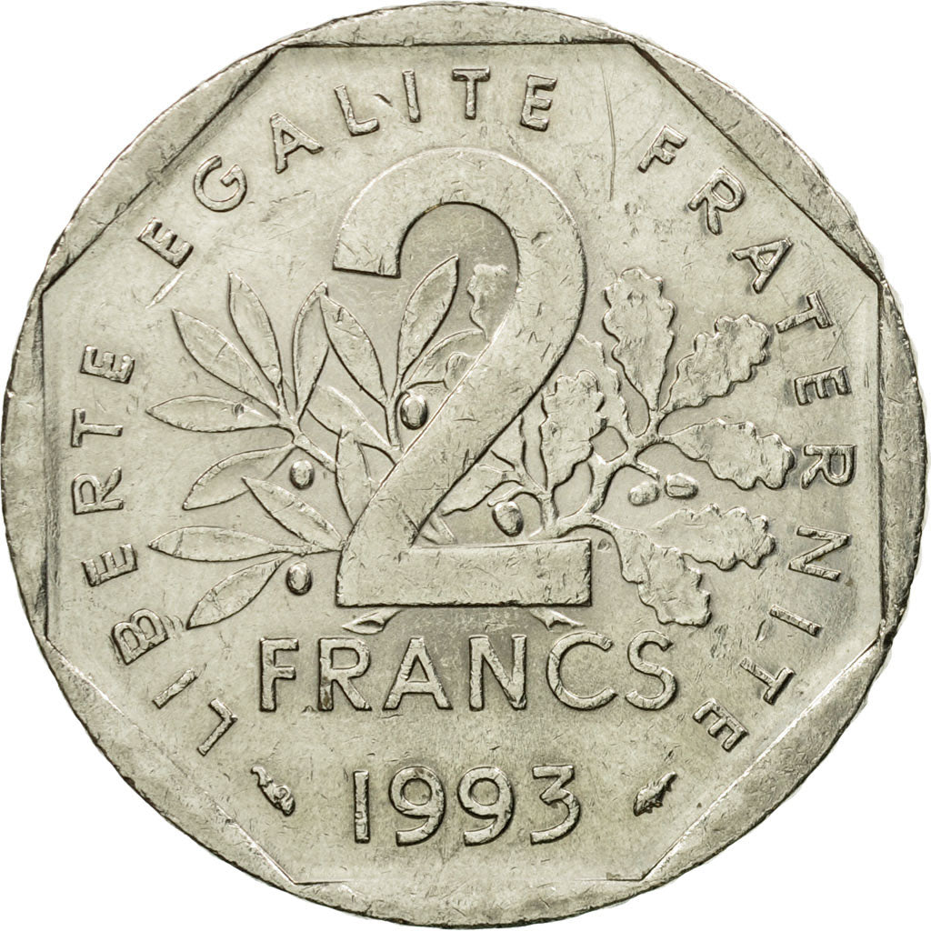 Coin, France, Jean Moulin, 2 Francs, 1993, EF(40-45), Nickel, KM:1062