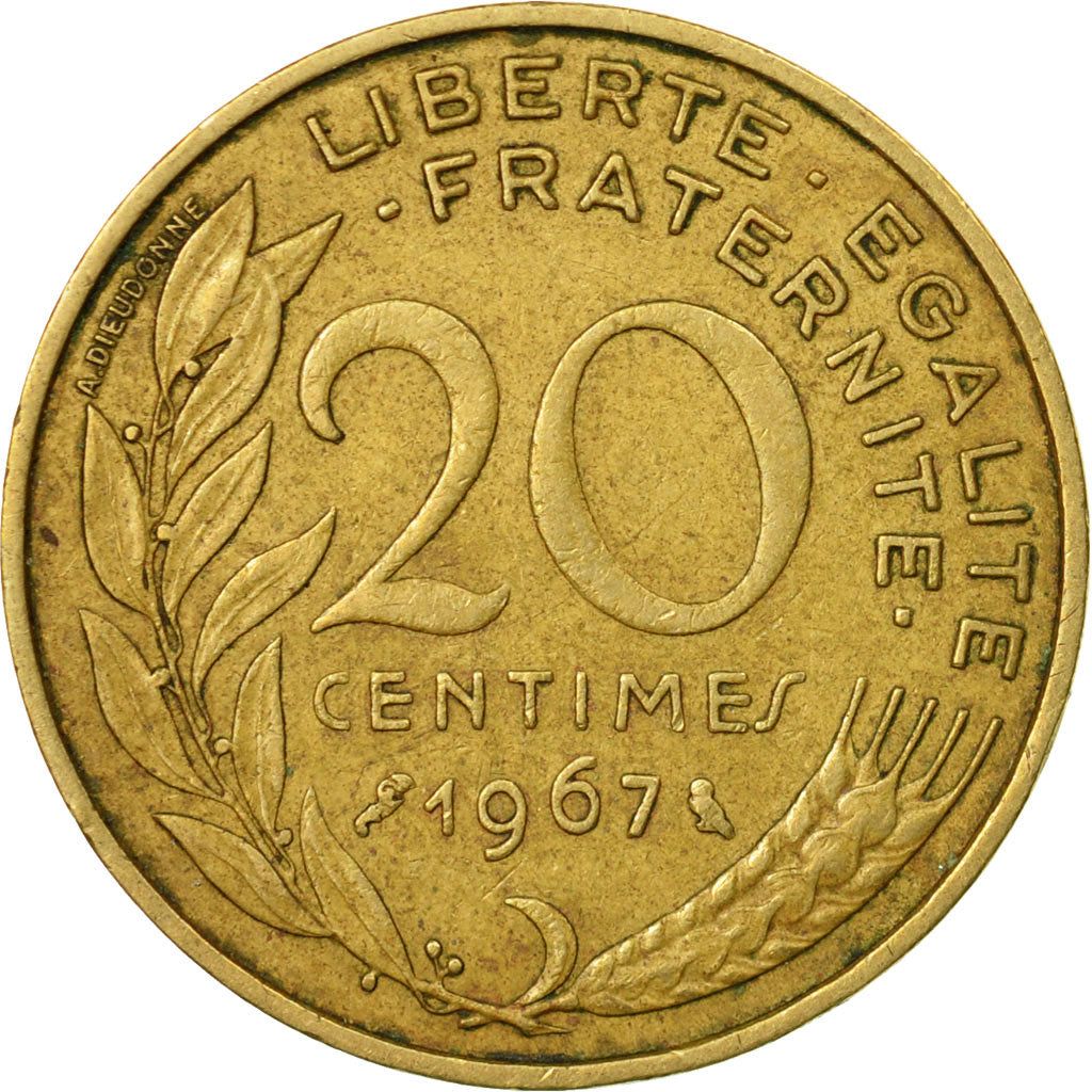 Coin, France, Marianne, 20 Centimes, 1967, Paris, VF(30-35), Aluminum-Bronze