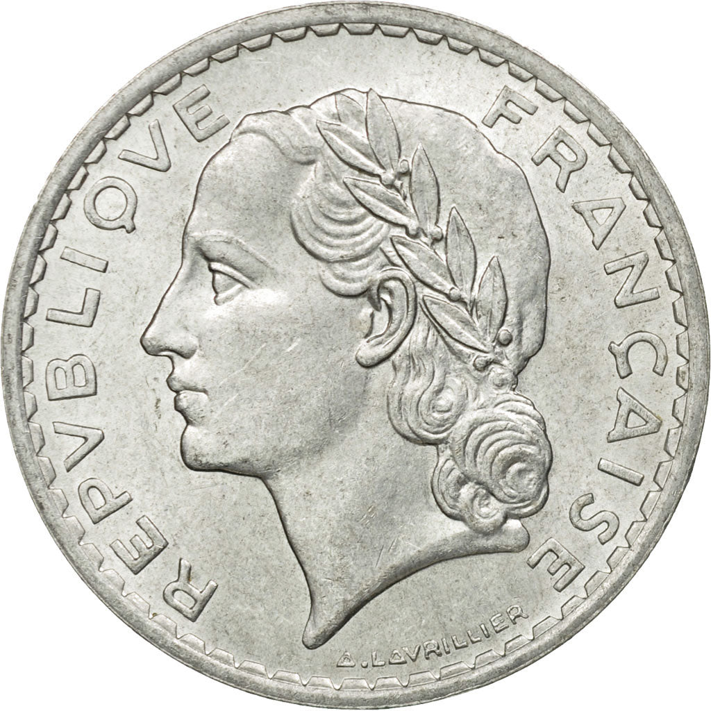 Moneda, Francia, Lavrillier, 5 Francs, 1949, Paris, MBC, Aluminio, KM:888b.1