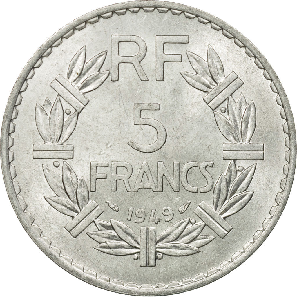 Moneda, Francia, Lavrillier, 5 Francs, 1949, Paris, MBC, Aluminio, KM:888b.1