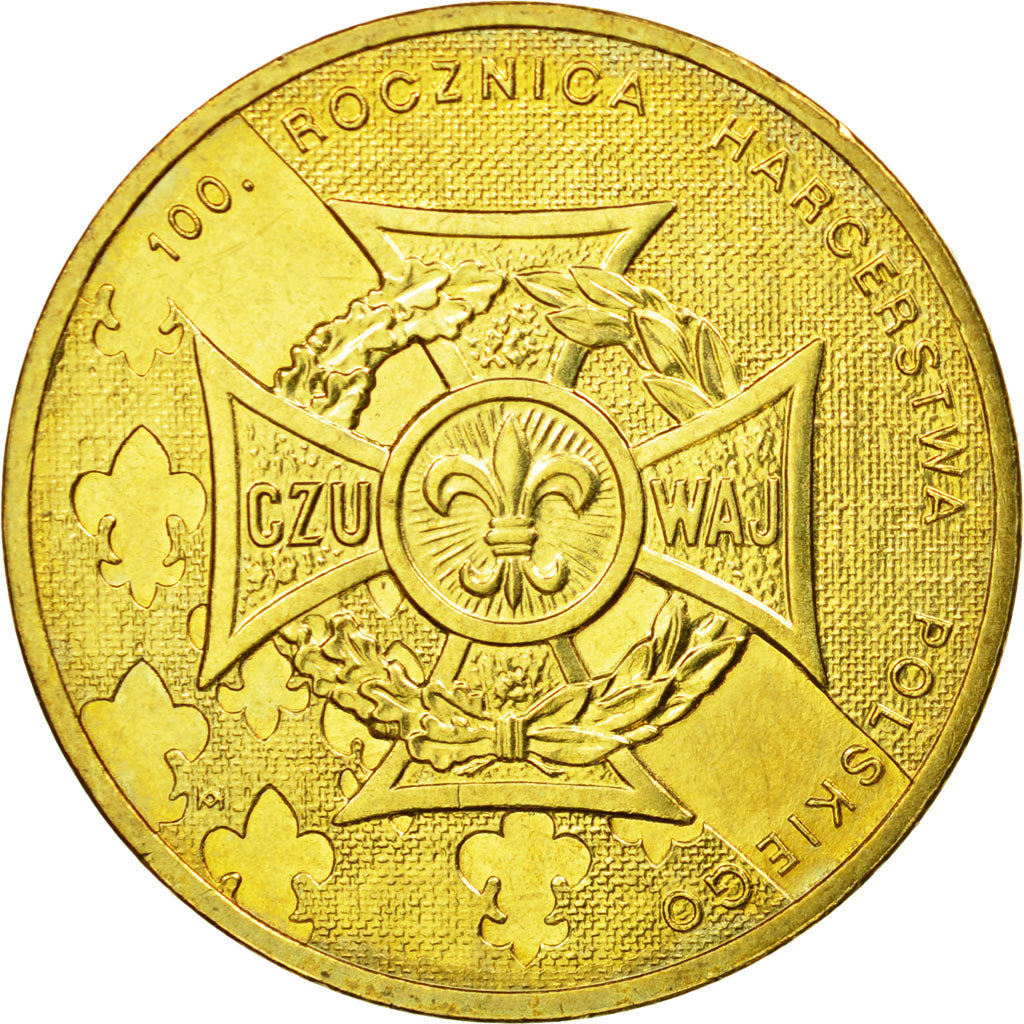 Coin, Poland, 2 Zlote, 2010, Warsaw, AU(55-58), Brass, KM:725