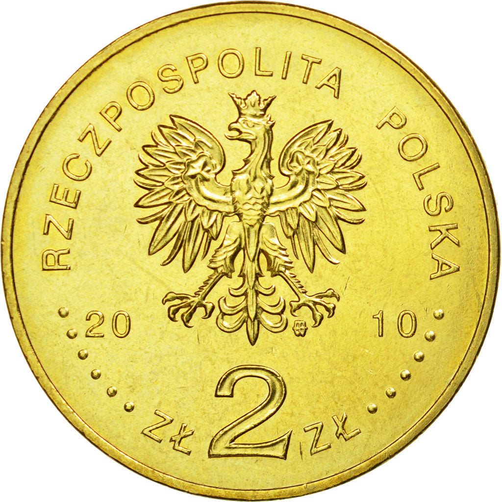 Coin, Poland, 2 Zlote, 2010, Warsaw, AU(55-58), Brass, KM:744