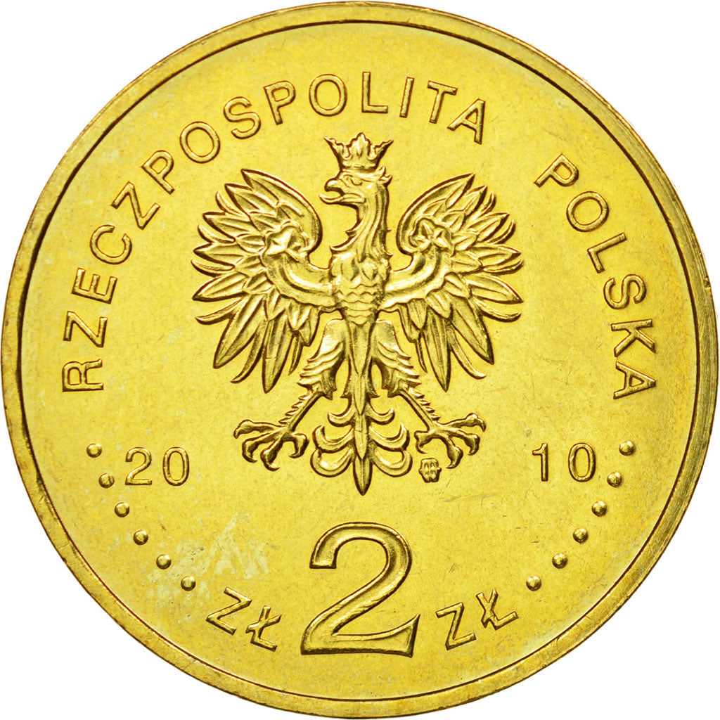 Coin, Poland, 2 Zlote, 2010, Warsaw, AU(55-58), Brass, KM:715