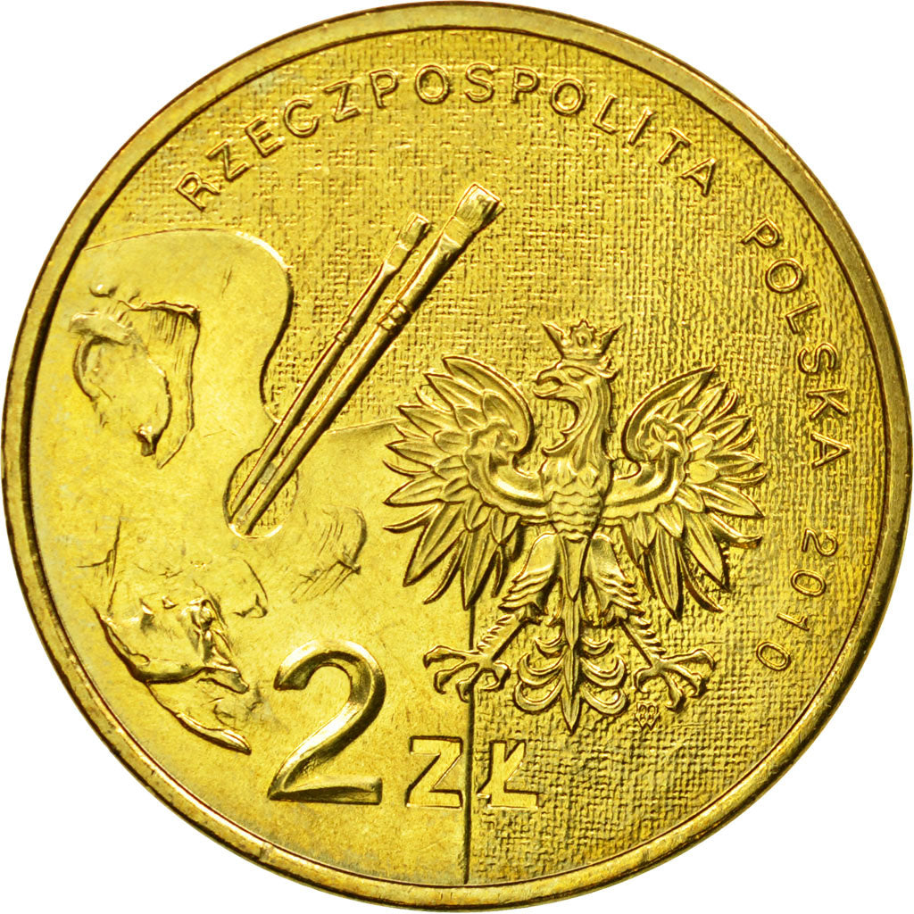 Coin, Poland, 2 Zlote, 2010, Warsaw, AU(55-58), Brass, KM:746