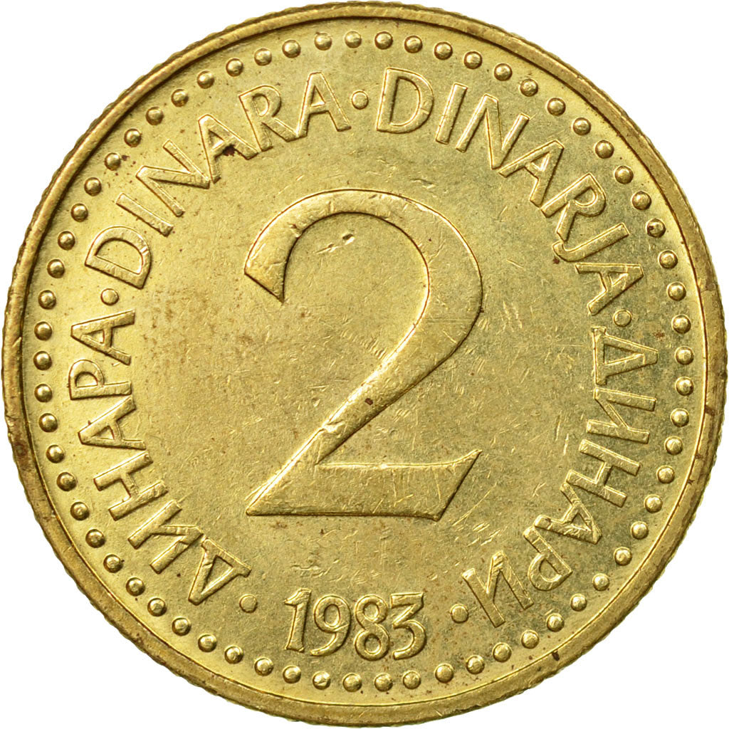 Moneta, Iugoslavia, 2 Dinara, 1983, BB, Nichel-ottone, KM:87
