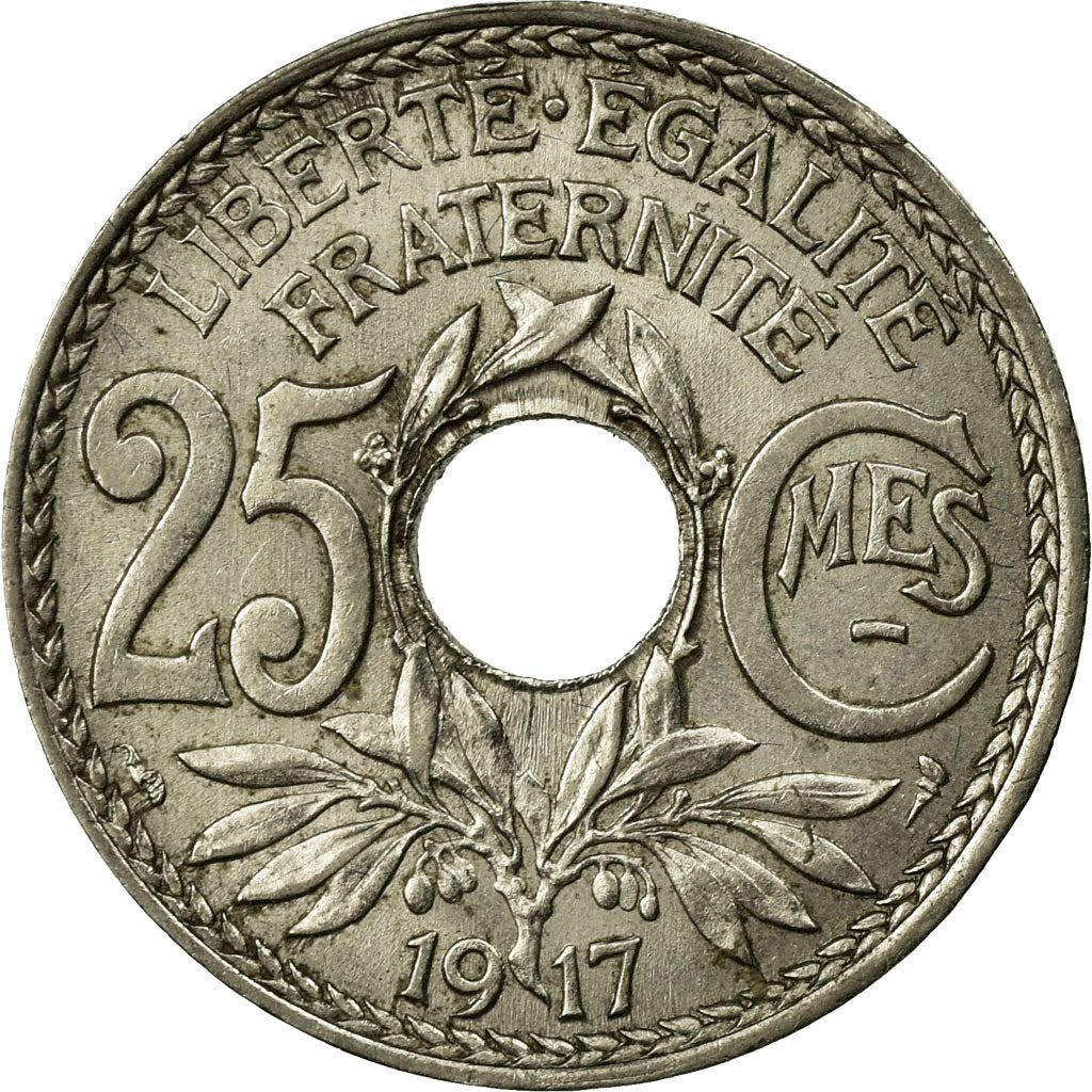Coin, France, Lindauer, 25 Centimes, 1917, AU(55-58), Nickel, KM:867