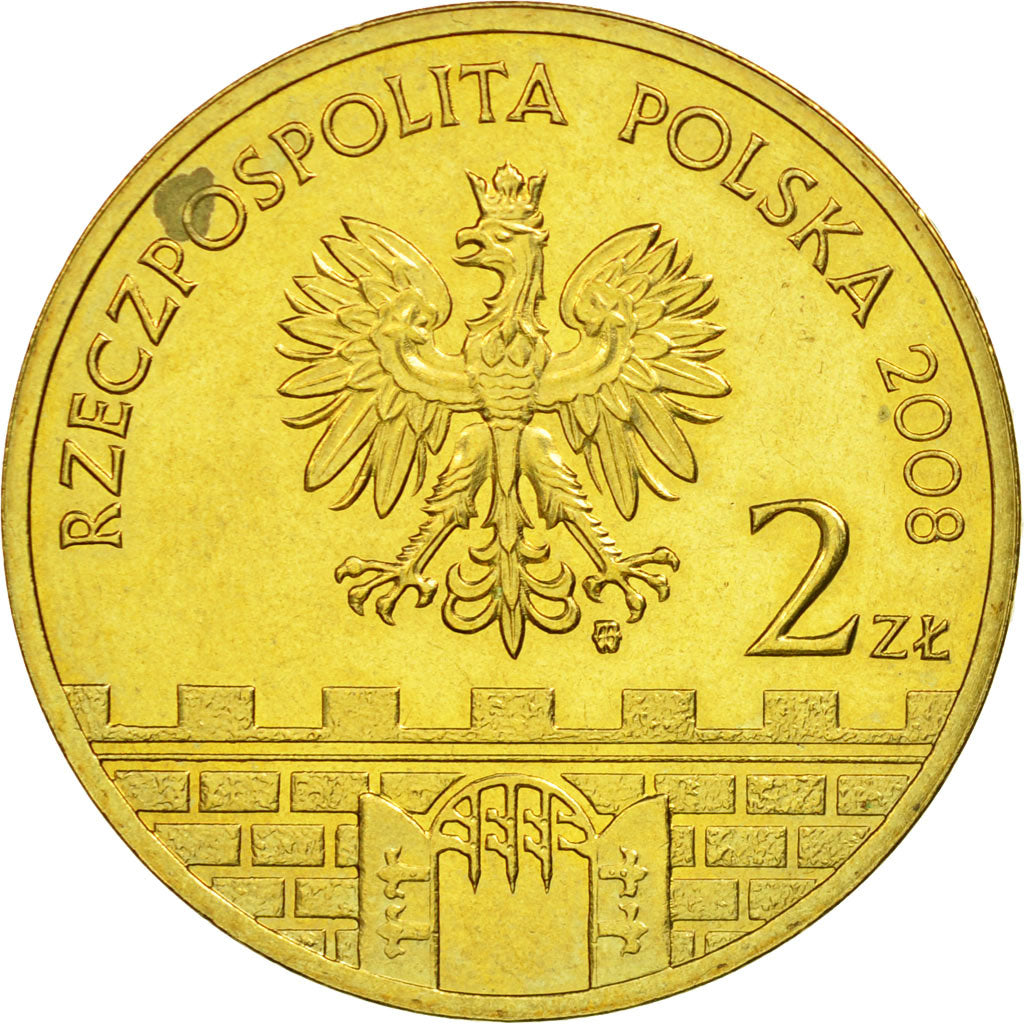 Moneda, Polonia, 2 Zlote, 2008, Warsaw, MBC, Latón, KM:628