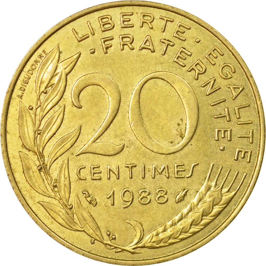 Munten, Frankrijk, Marianne, 20 Centimes, 1988, Paris, ZF, Aluminum-Bronze