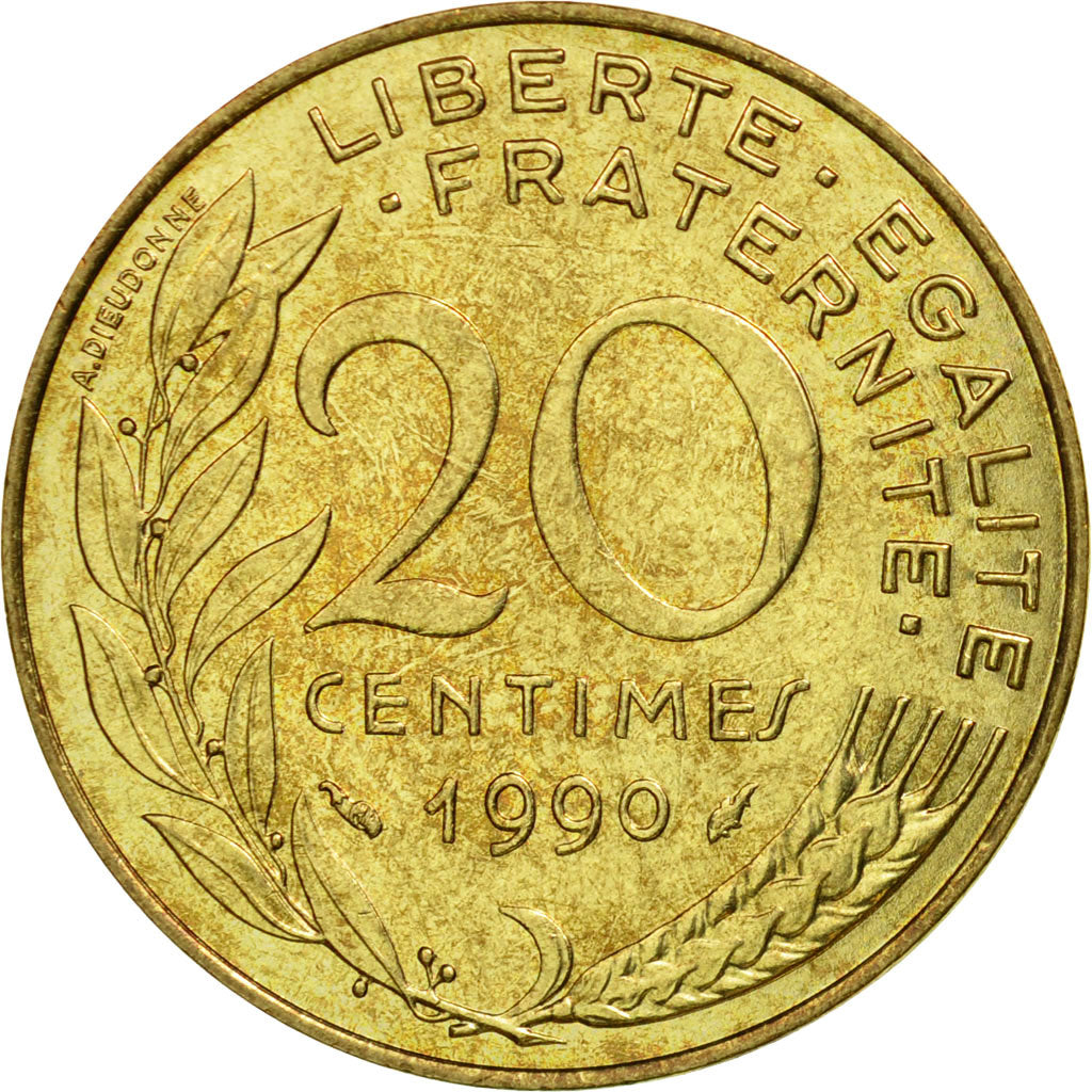 Coin, France, Marianne, 20 Centimes, 1990, Paris, EF(40-45), Aluminum-Bronze