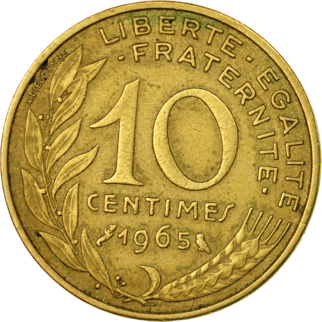 Munten, Frankrijk, Marianne, 10 Centimes, 1965, Paris, ZF, Aluminum-Bronze