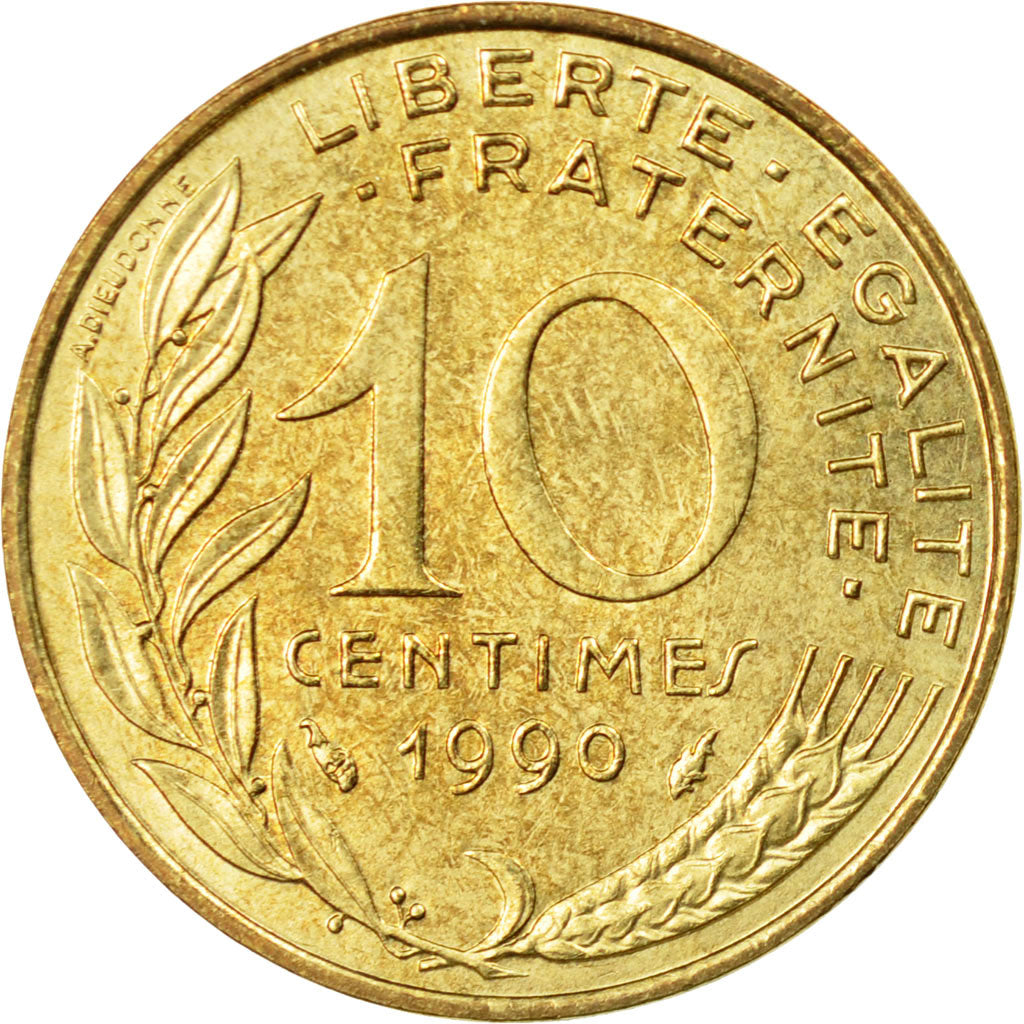 Munten, Frankrijk, Marianne, 10 Centimes, 1990, Paris, ZF, Aluminum-Bronze