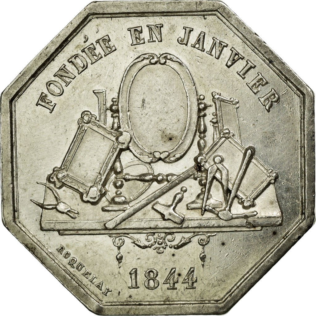 France, Token, Corporation des Miroitiers, ND (1844), Silver, AU(55-58)
