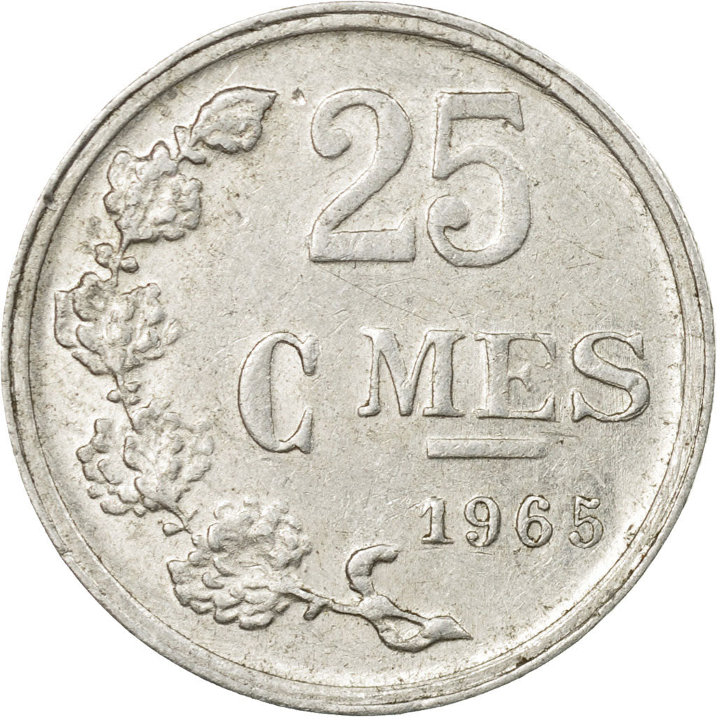 Moneda, Luxemburgo, Jean, 25 Centimes, 1965, MBC, Aluminio, KM:45a.1