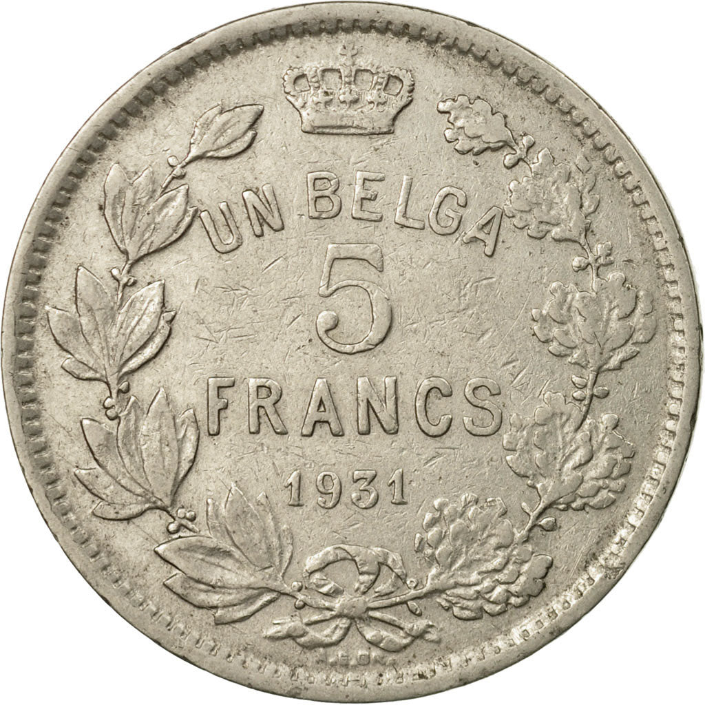 Munten, België, 5 Francs, 5 Frank, 1931, FR+, Nickel, KM:97.1