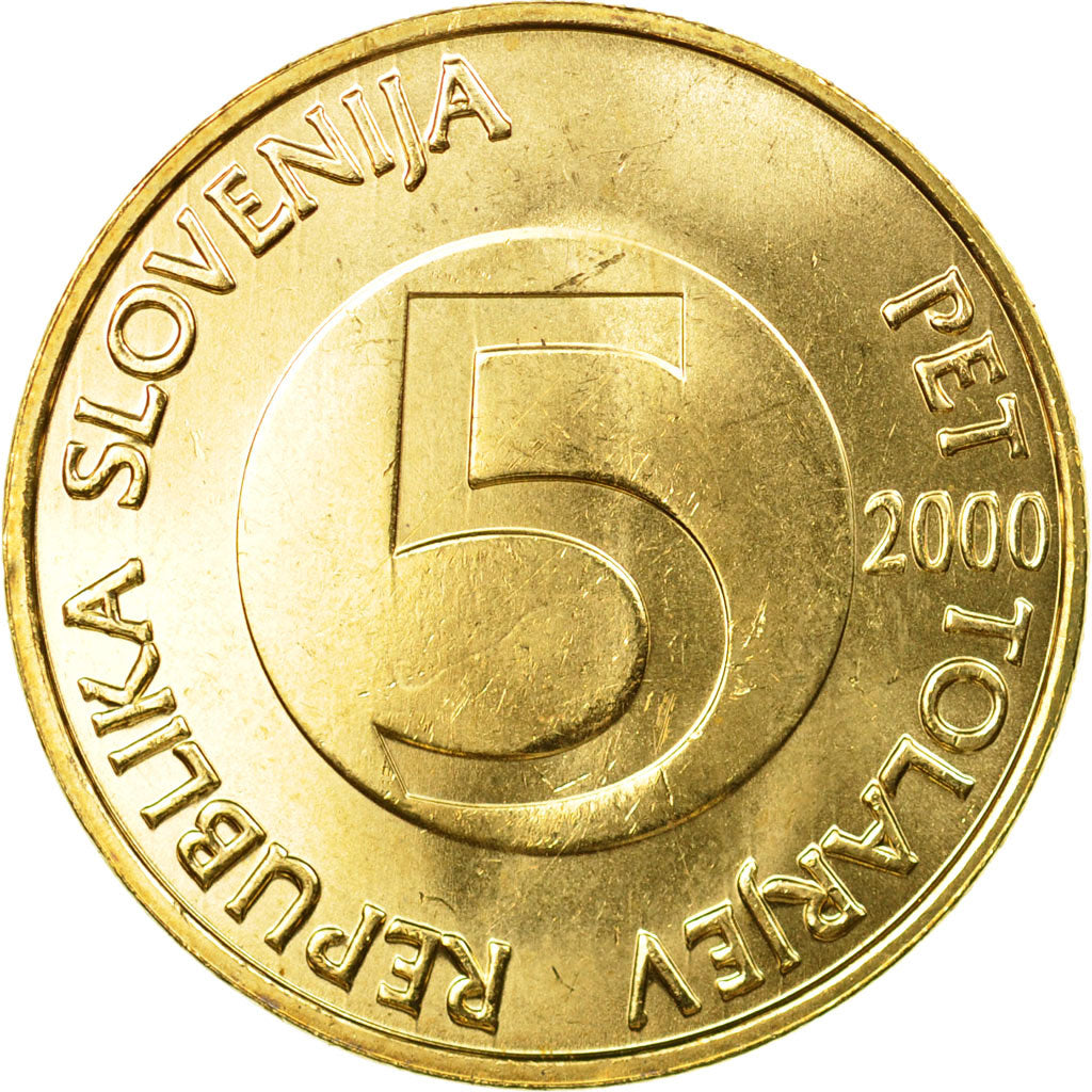 Moneda, Eslovenia, 5 Tolarjev, 2000, SC, Níquel - latón, KM:6