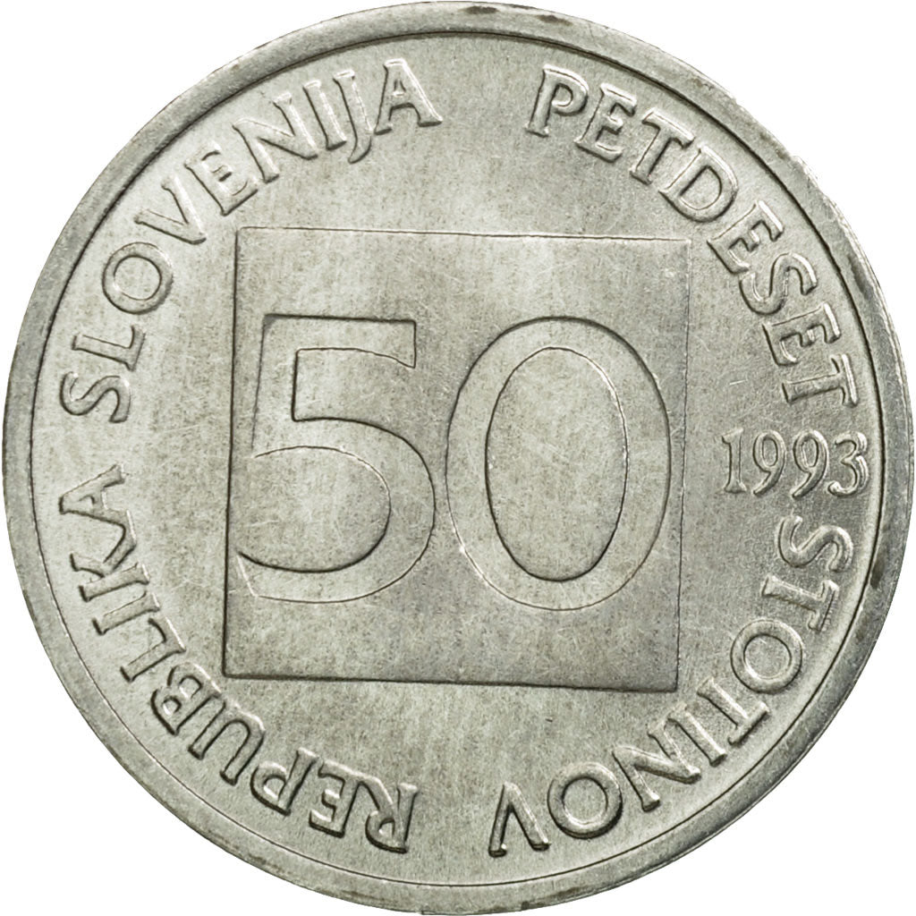 Coin, Slovenia, 50 Stotinov, 1993, MS(63), Aluminum, KM:3