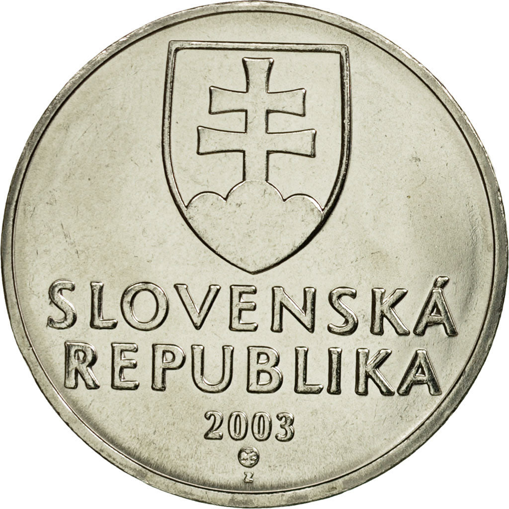 Münze, Slowakei, 2 Koruna, 2003, UNZ, Nickel plated steel, KM:13