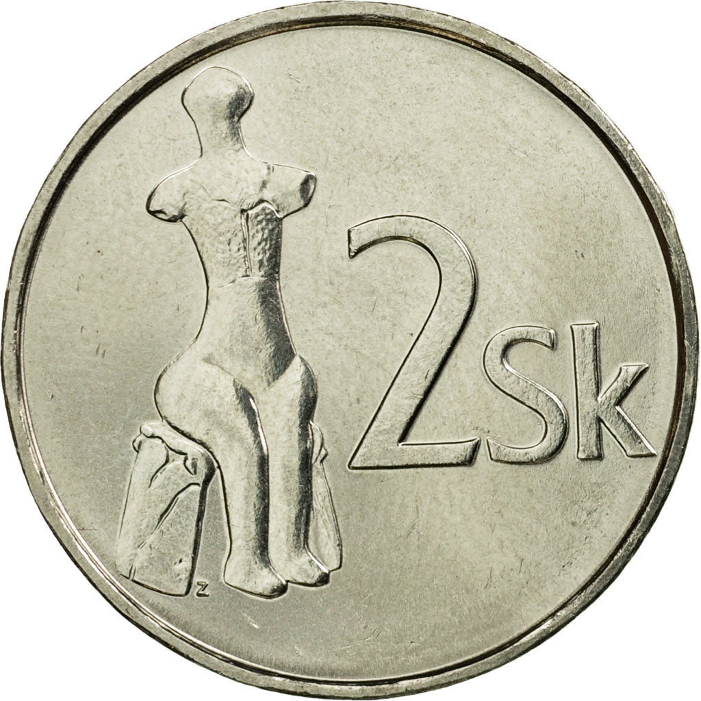 Münze, Slowakei, 2 Koruna, 2003, UNZ, Nickel plated steel, KM:13