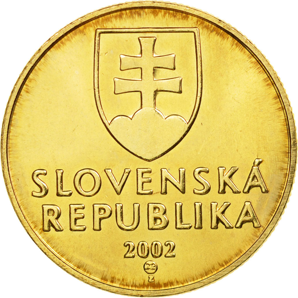 Moneta, Słowacja, Koruna, 2002, MS(63), Brąz platerowany stalą, KM:12